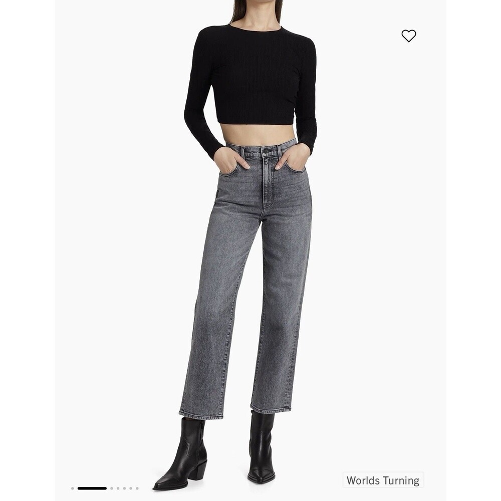 SLVRLAKE London Gray Washed High-Rise Stretch Straight Jeans Size 24 NWT FLAW